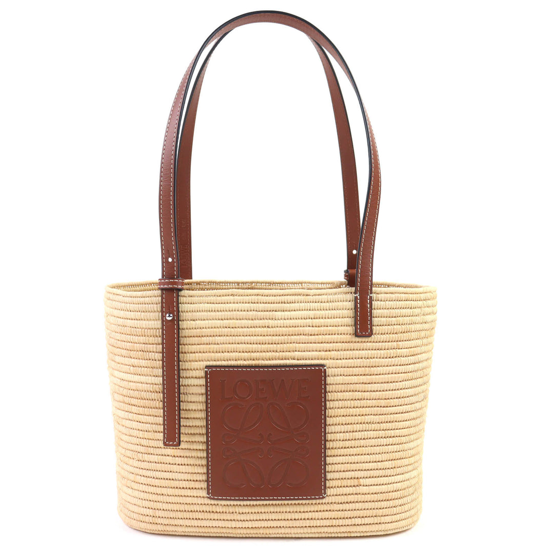 素晴らしい LOEWE スクエア バスケットバッグ スモール アナグラム バスケットバッグ ラフィア A223099X02