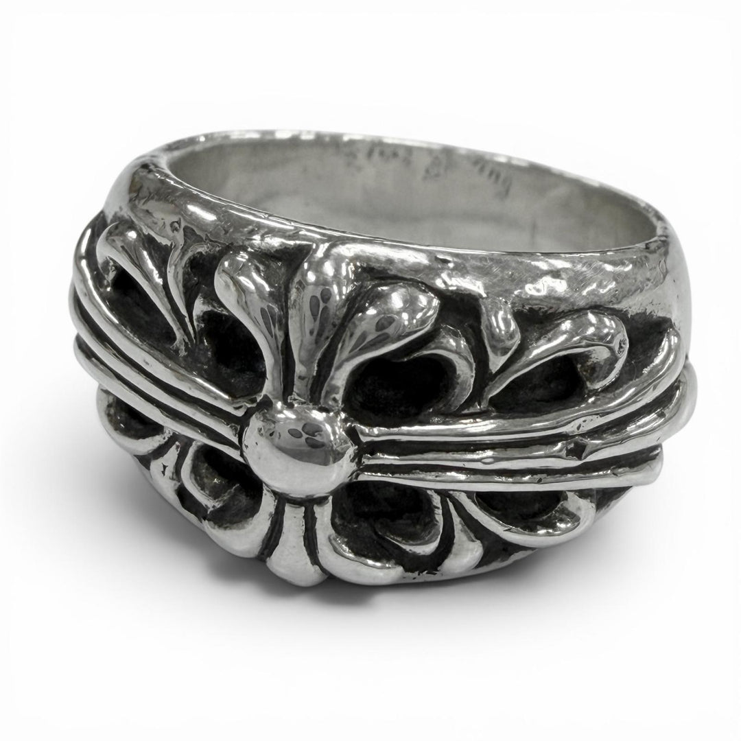 Great CHROME HEARTS Ring ring Floral cross Silver 925 mens