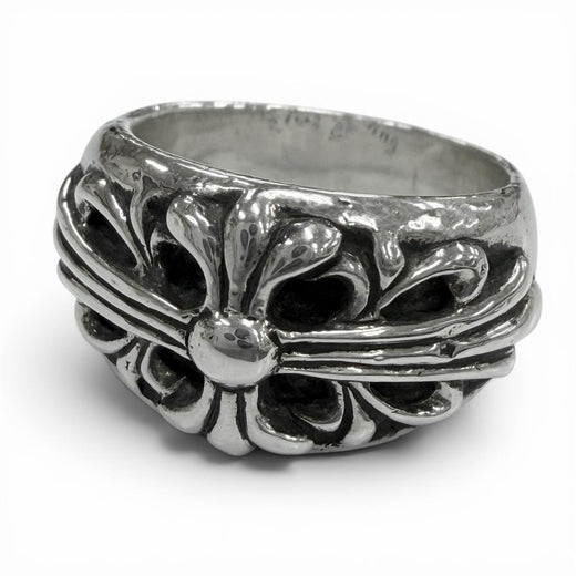 Great CHROME HEARTS Ring ring Floral cross Silver 925 mens