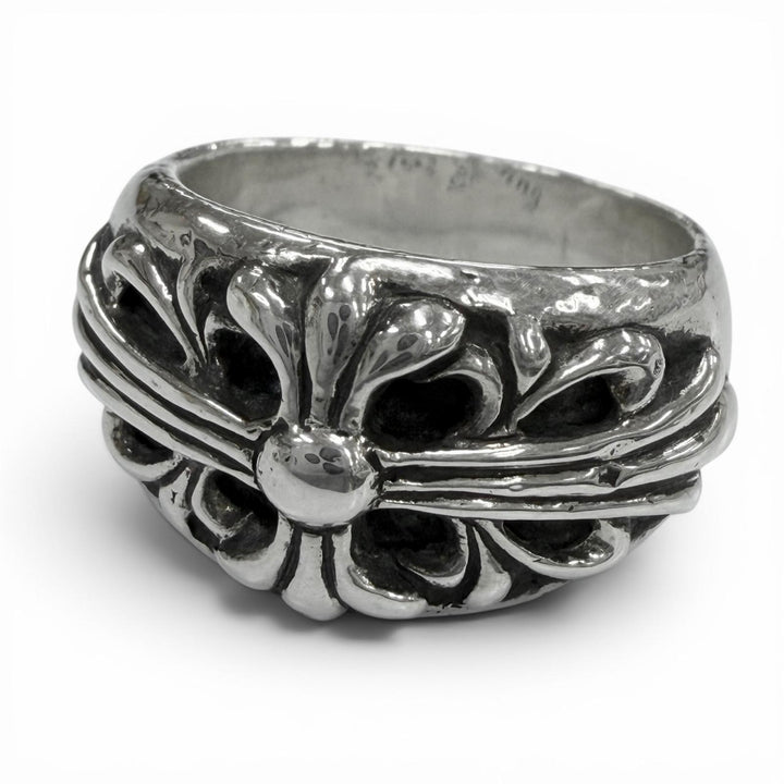 Great CHROME HEARTS Ring ring Floral cross Silver 925 mens