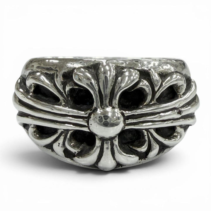 Great CHROME HEARTS Ring ring Floral cross Silver 925 mens