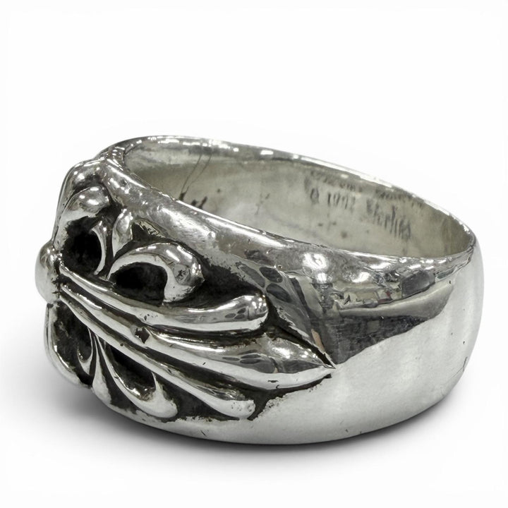Great CHROME HEARTS Ring ring Floral cross Silver 925 mens