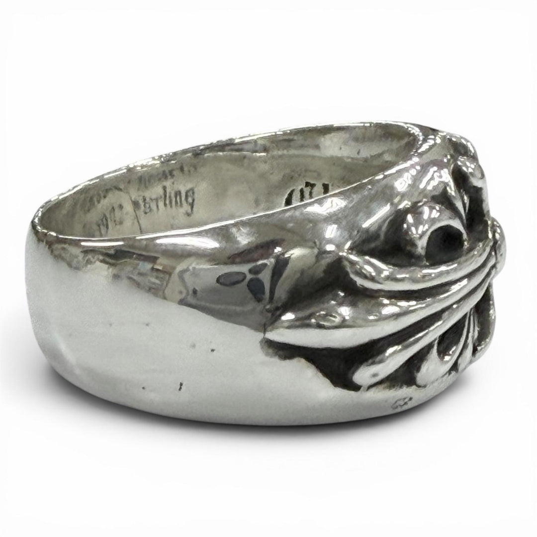 Great CHROME HEARTS Ring ring Floral cross Silver 925 mens