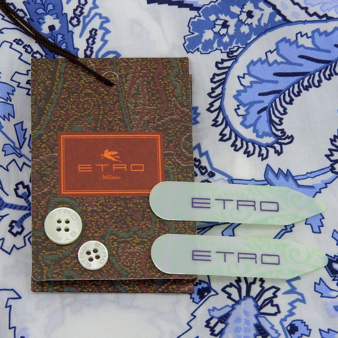 Pristine ETRO Long sleeve shirt blue cotton mens 231-11451-4721