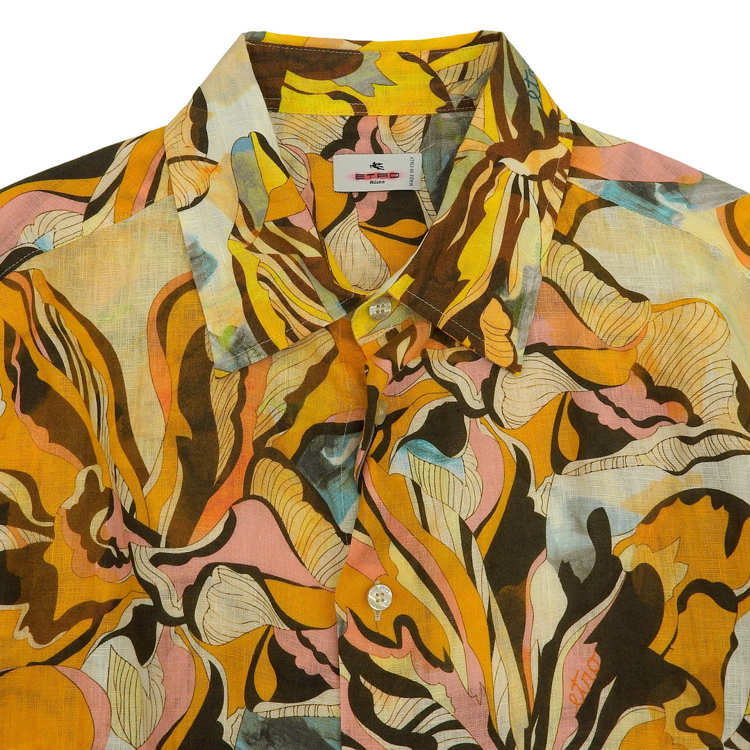 Pristine ETRO Long sleeve shirt Orange linen mens 41