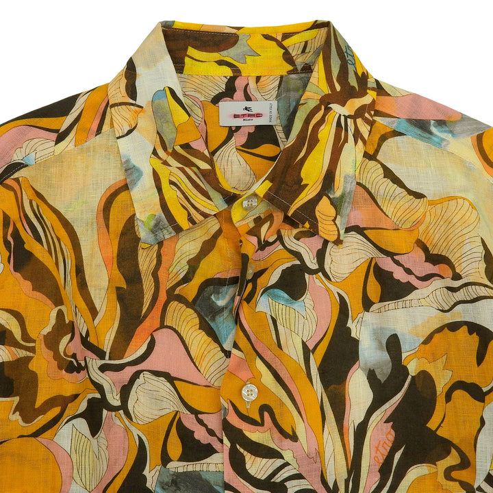 Pristine ETRO Long sleeve shirt Orange linen mens 41