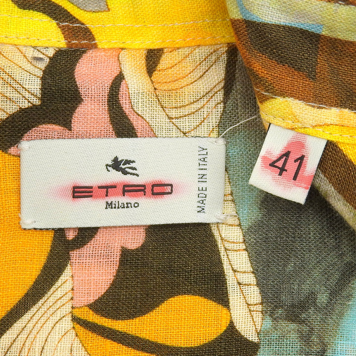 Pristine ETRO Long sleeve shirt Orange linen mens 41