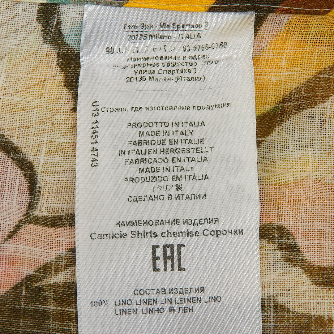 Pristine ETRO Long sleeve shirt Orange linen mens 41