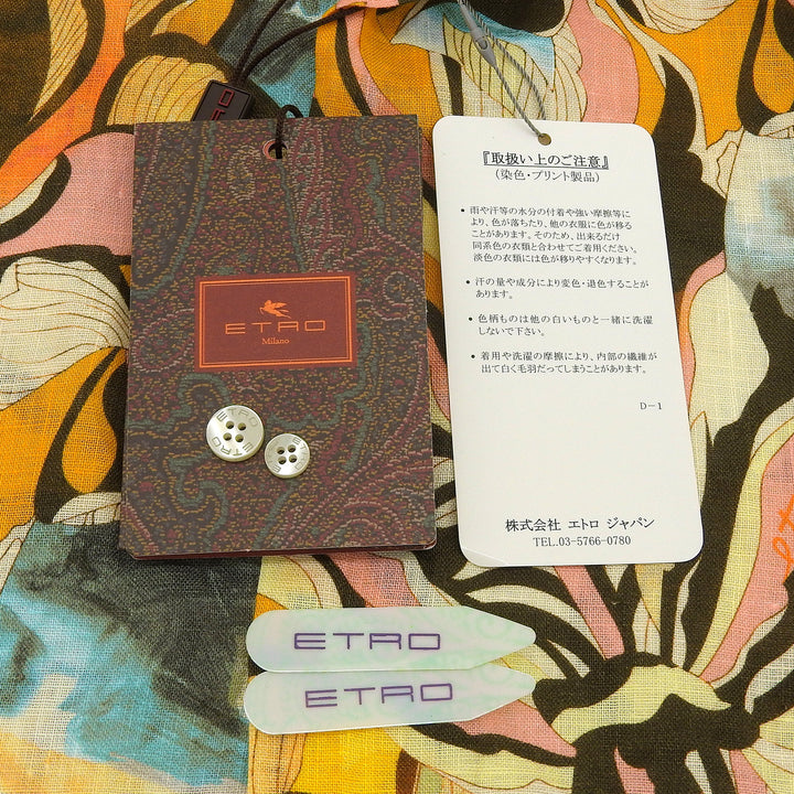 Pristine ETRO Long sleeve shirt Orange linen mens 41