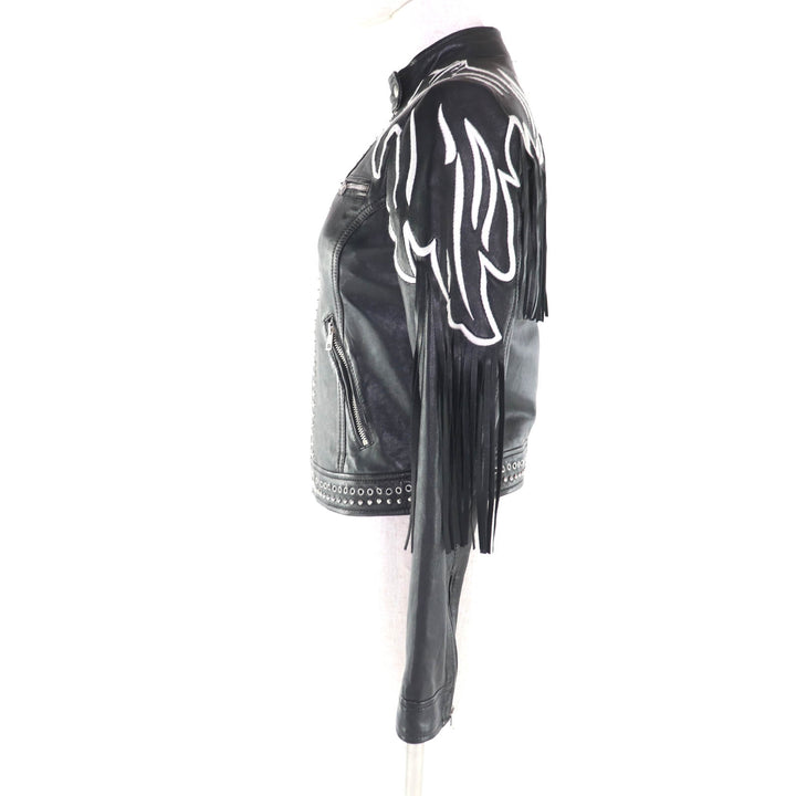 Excellent RED VALENTINO Leather jacket black Sheep leather Women 40 SR3NA014I4BN