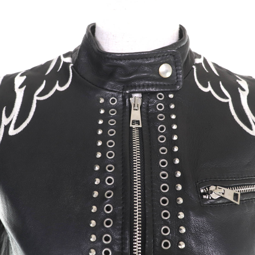 Excellent RED VALENTINO Leather jacket black Sheep leather Women 40 SR3NA014I4BN