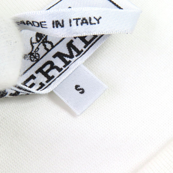 HERMES 半袖Tシャツ レザーパッチ クルーネック ホワイト コットン S 31-5766