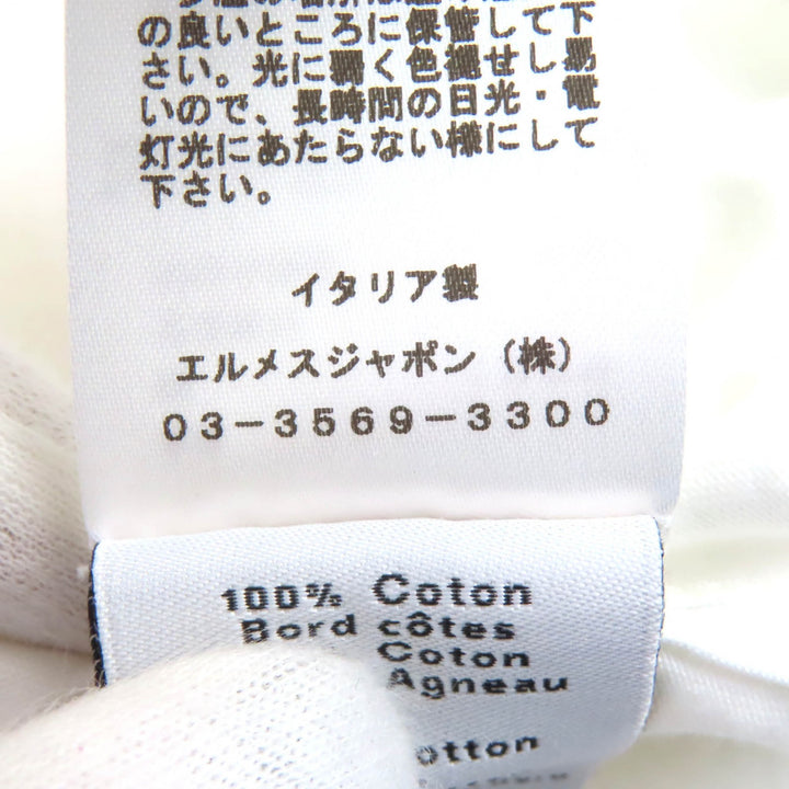 HERMES 半袖Tシャツ レザーパッチ クルーネック ホワイト コットン S 31-5766