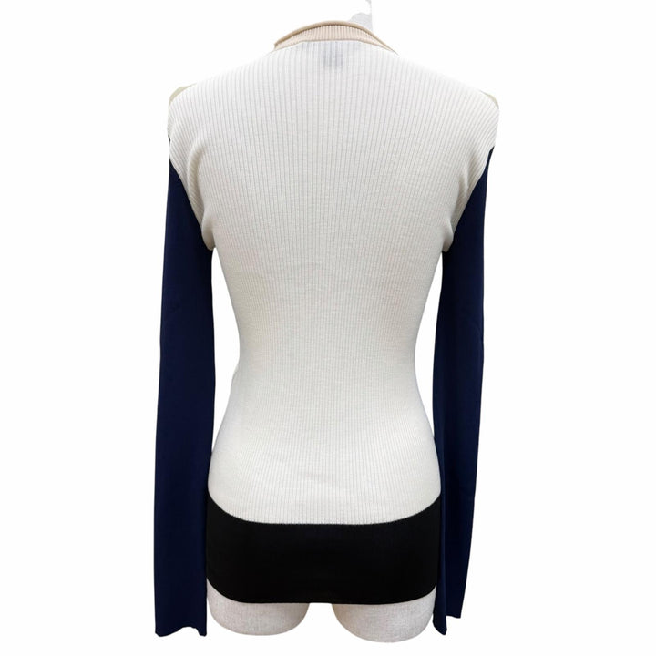 Great LOUIS VUITTON knit LV logo long-sleeved shirt Navy wool Women XS