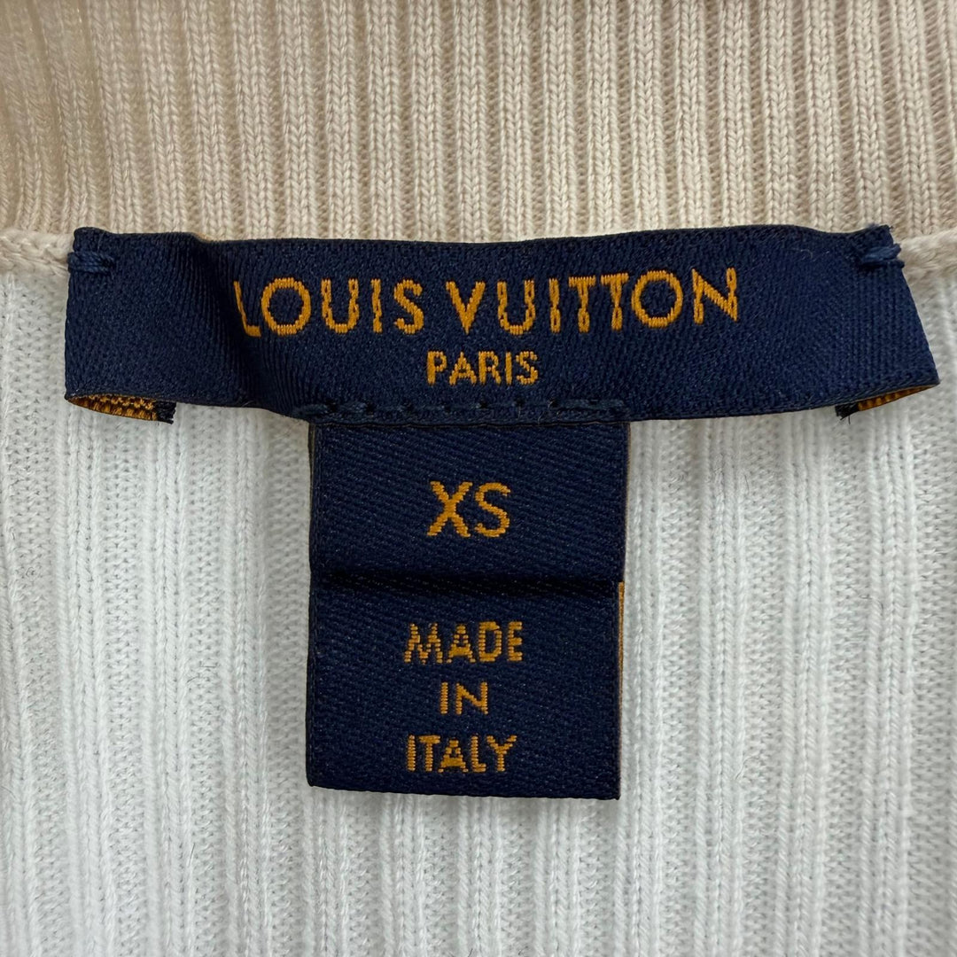Great LOUIS VUITTON knit LV logo long-sleeved shirt Navy wool Women XS