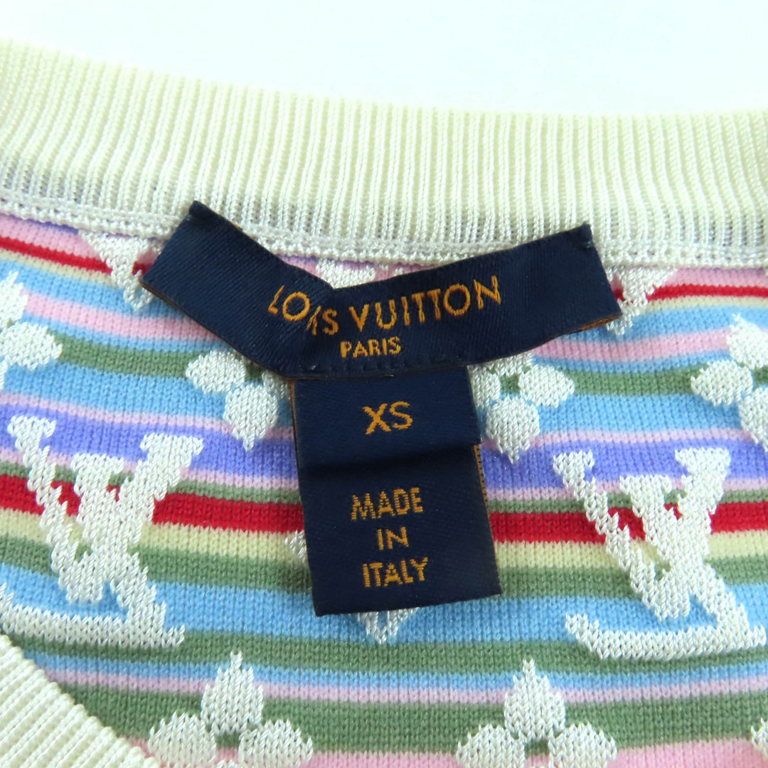 路易威登 (LOUIS VUITTON) 女士短袖针织衫，多色真丝面料，XS码