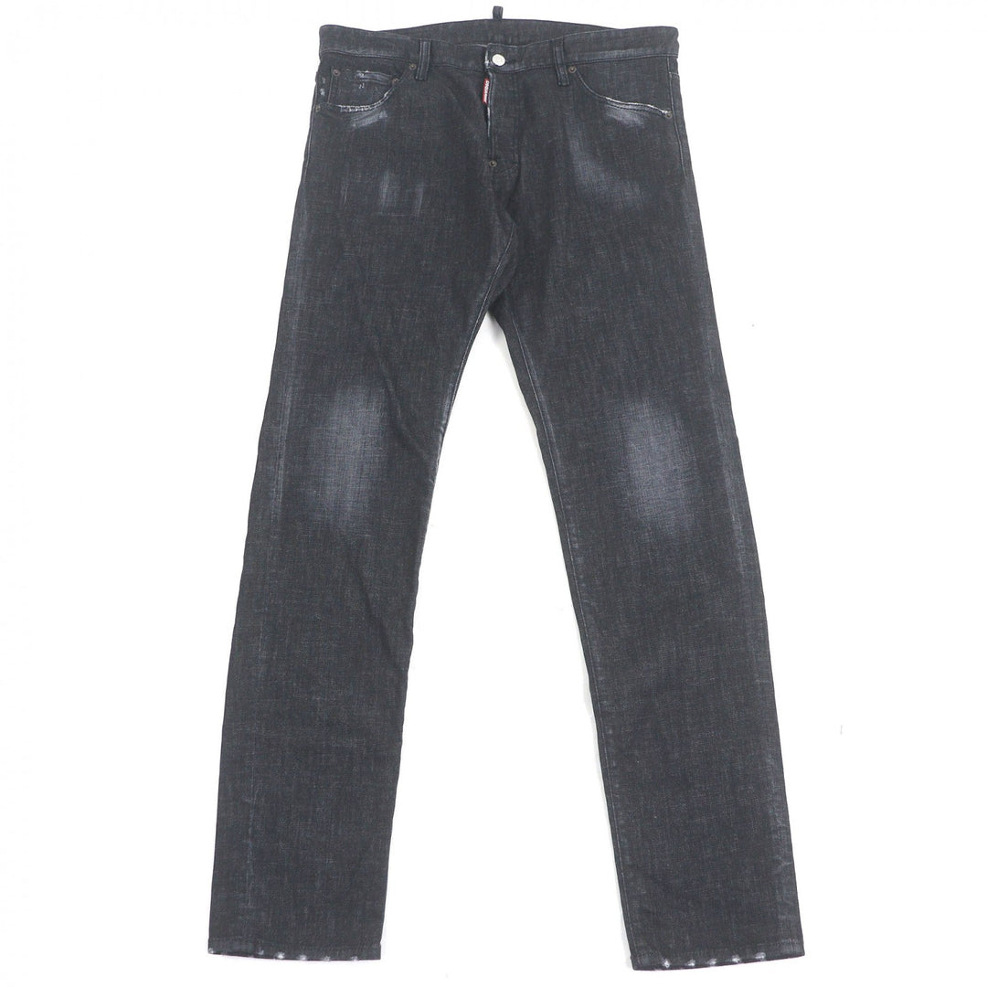DSQUARED2 デニムパンツ ダメージ加工 ブラック コットン メンズ 52 S74LB1227