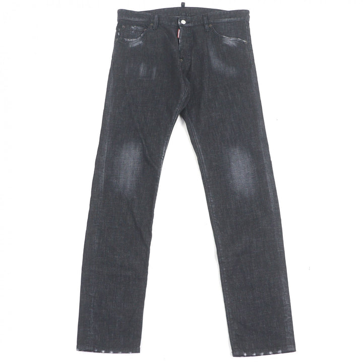 DSQUARED2 デニムパンツ ダメージ加工 ブラック コットン メンズ 52 S74LB1227
