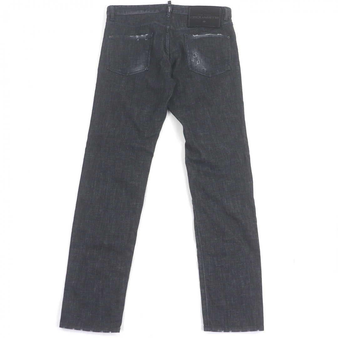 DSQUARED2 デニムパンツ ダメージ加工 ブラック コットン メンズ 52 S74LB1227