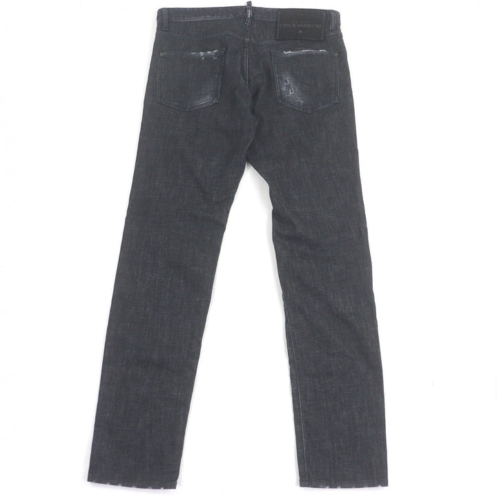 DSQUARED2 デニムパンツ ダメージ加工 ブラック コットン メンズ 52 S74LB1227