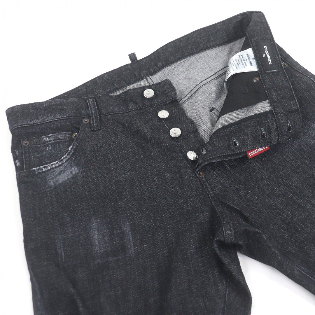 DSQUARED2 デニムパンツ ダメージ加工 ブラック コットン メンズ 52 S74LB1227