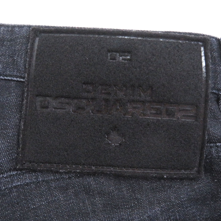 DSQUARED2 デニムパンツ ダメージ加工 ブラック コットン メンズ 52 S74LB1227