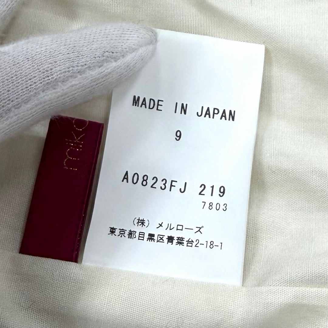 Excellent THIRD MAGAZINE mikomori collarless jacket off white wool 9 A0823FJ