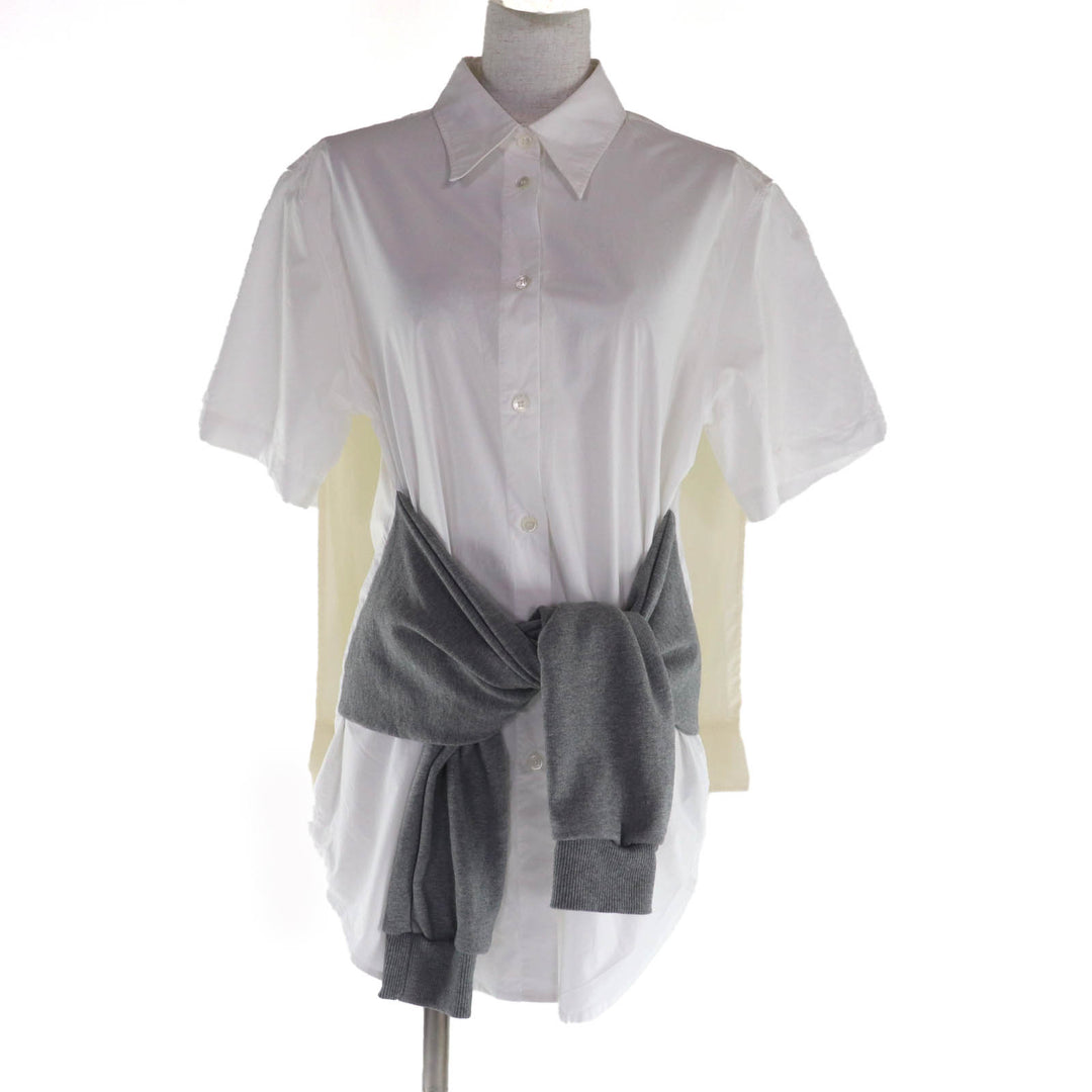 Excellent MM6 Maison Margiela Short sleeve shirt White gray cotton 40 S62DL0054