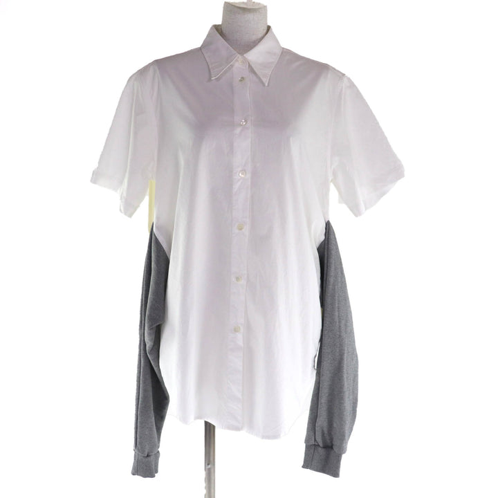 Excellent MM6 Maison Margiela Short sleeve shirt White gray cotton 40 S62DL0054
