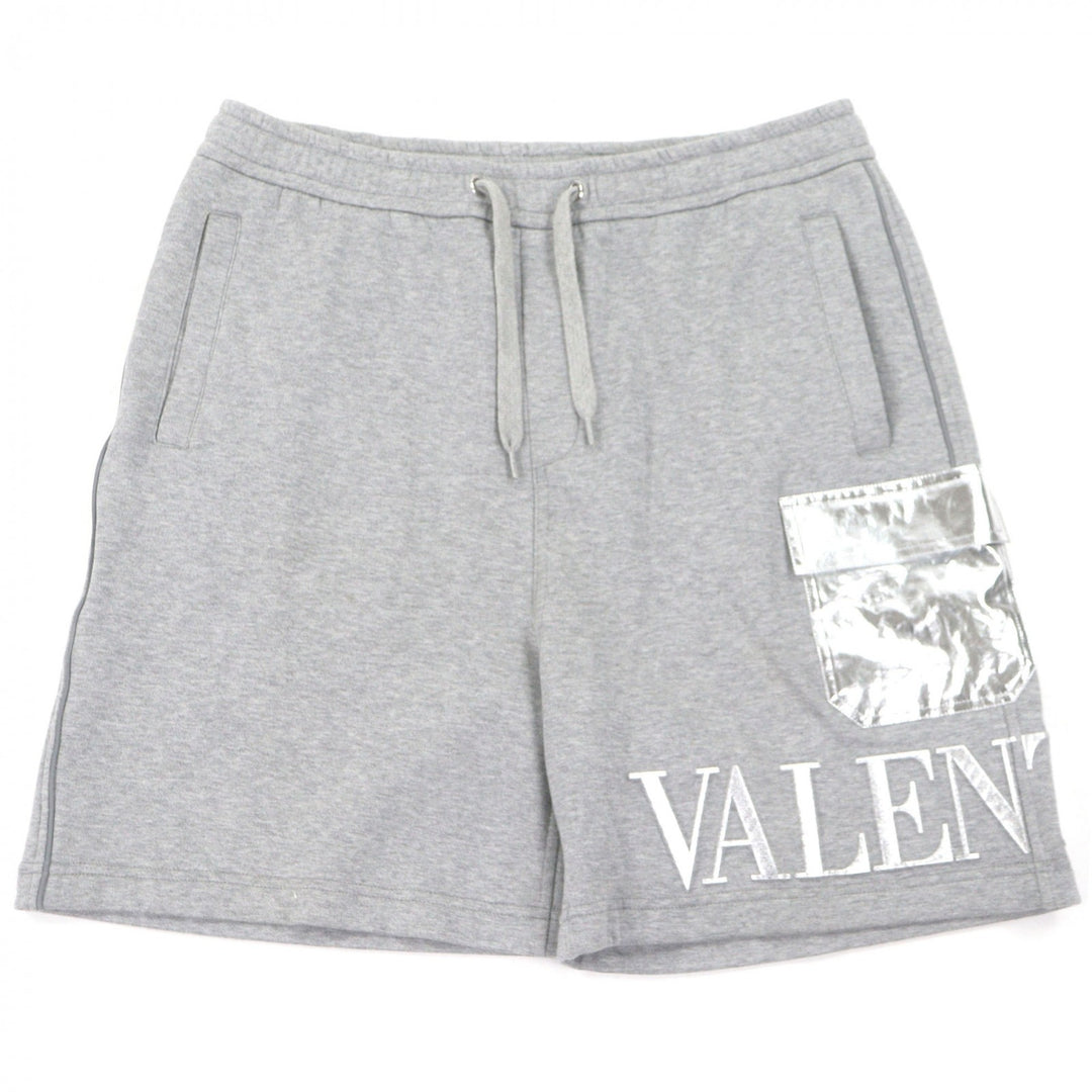Excellent VALENTINO Shorts embossed logo sweatshirt gray cotton mens M