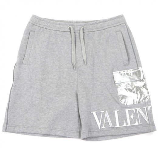 Excellent VALENTINO Shorts embossed logo sweatshirt gray cotton mens M