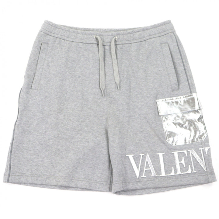 Excellent VALENTINO Shorts embossed logo sweatshirt gray cotton mens M