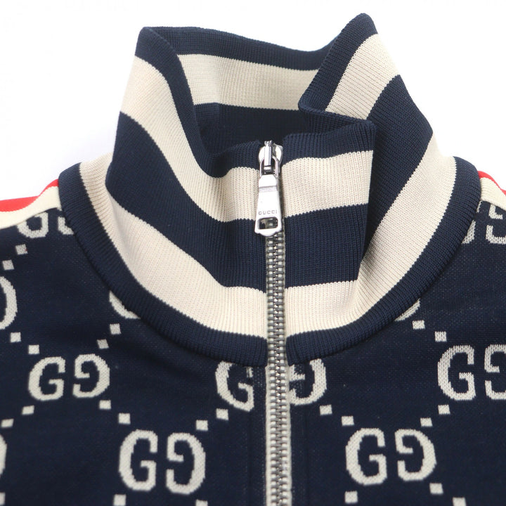 Great GUCCI Track jacket GG Jacquard Zip-Up Blouson Navy cotton mens S 496919