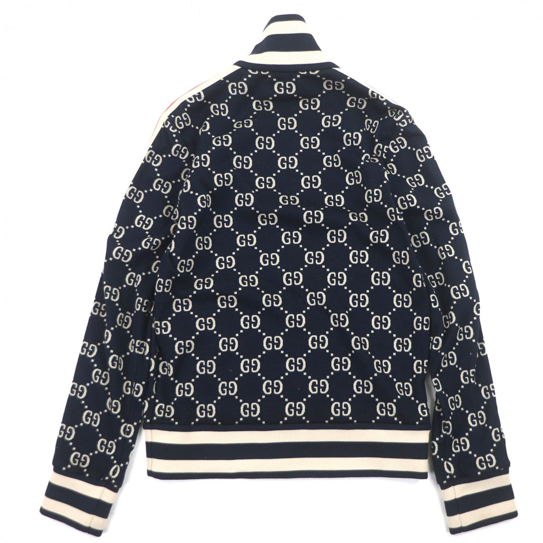 Great GUCCI Track jacket GG Jacquard Zip-Up Blouson Navy cotton mens S 496919