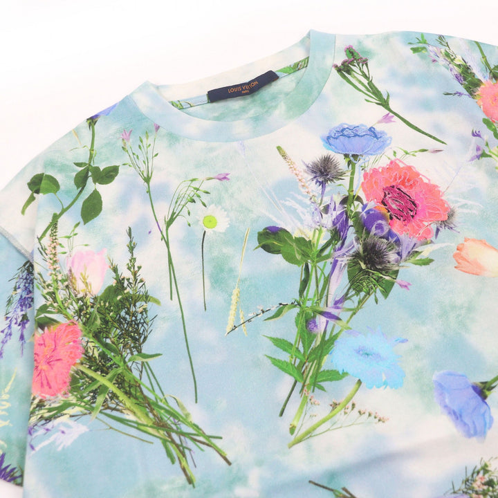 素晴らしいLOUIS VUITTON半袖Tシャツ裏返しフラワープリント