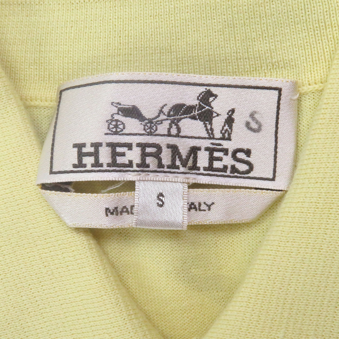 HERMES 半袖ポロシャツ 薄手ニット ライトイエロー コットン メンズ S