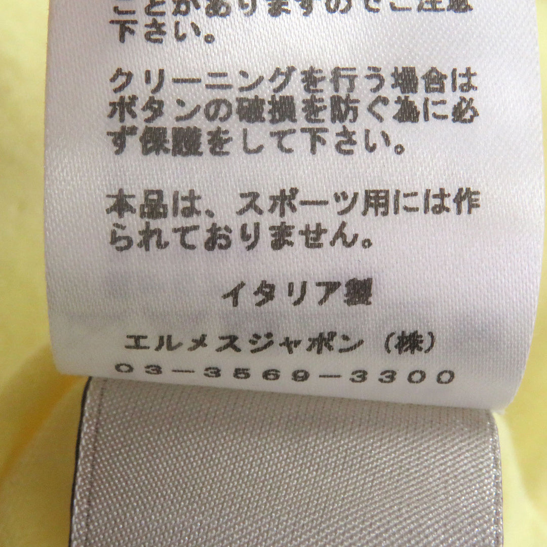 HERMES 半袖ポロシャツ 薄手ニット ライトイエロー コットン メンズ S