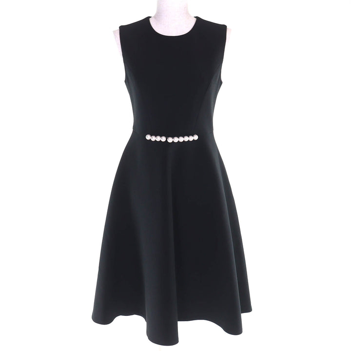 Great YOKO CHAN one piece Faux pearl sleeveless black Women 38 YCD-317-339