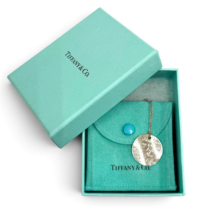 Great TIFFANY&Co. Necklace Notes Circle Silver 925 Women