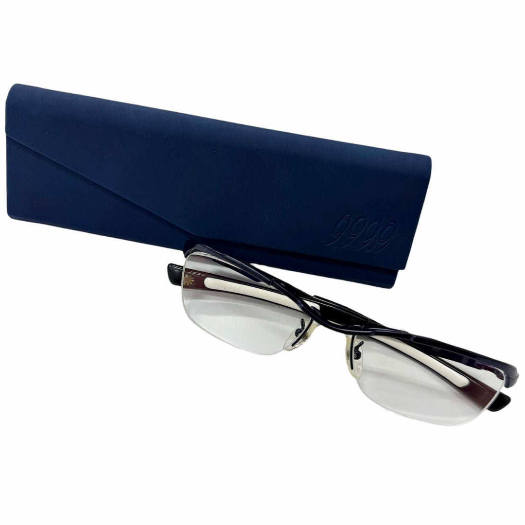 Very Good 999.9 Glasses Half rim blue Titanium mens SP-11T
