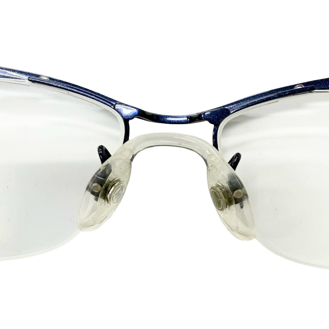 Very Good 999.9 Glasses Half rim blue Titanium mens SP-11T