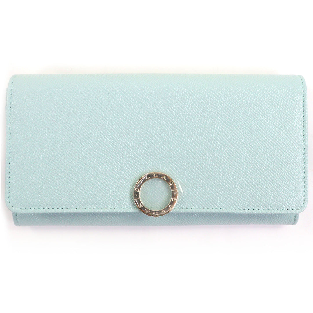 新品同様 BVLGARI 財布 ブルガリブルガリ ラージウォレット ライトブルーゴールド