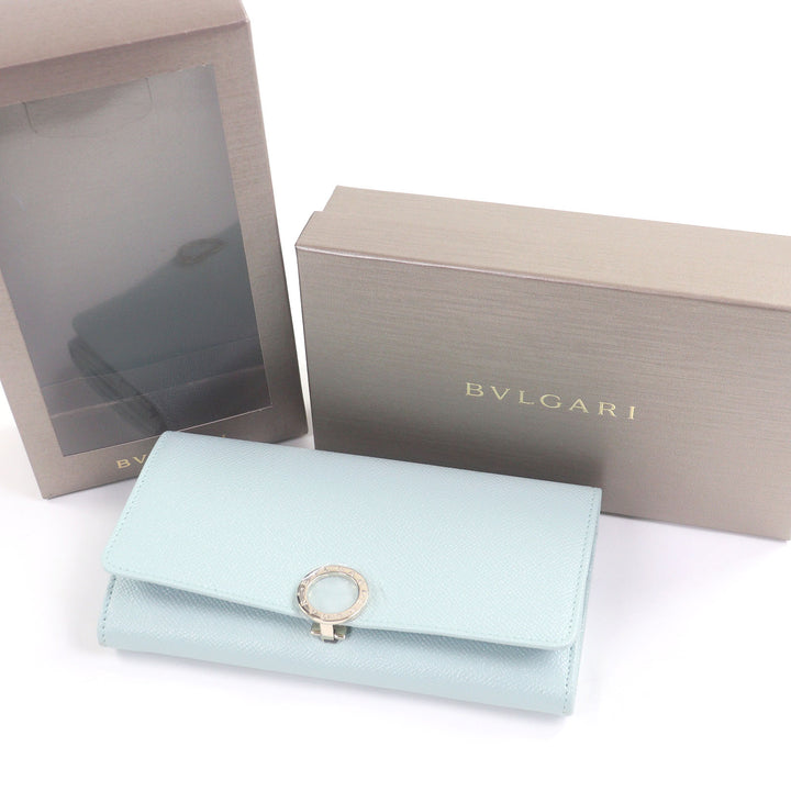 新品同様 BVLGARI 財布 ブルガリブルガリ ラージウォレット ライトブルーゴールド