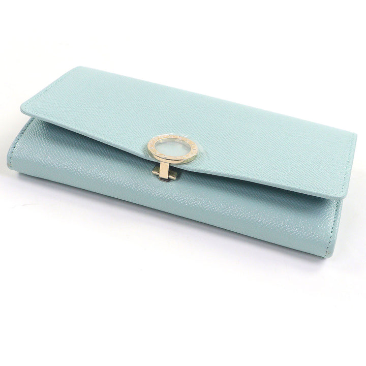 新品同様 BVLGARI 財布 ブルガリブルガリ ラージウォレット ライトブルーゴールド