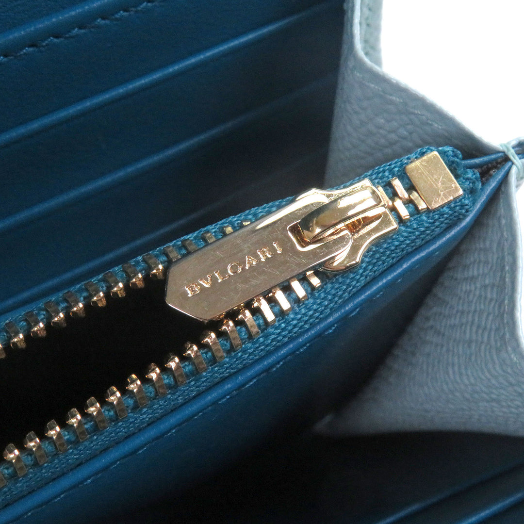 新品同様 BVLGARI 財布 ブルガリブルガリ ラージウォレット ライトブルーゴールド
