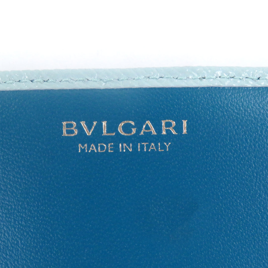 新品同様 BVLGARI 財布 ブルガリブルガリ ラージウォレット ライトブルーゴールド
