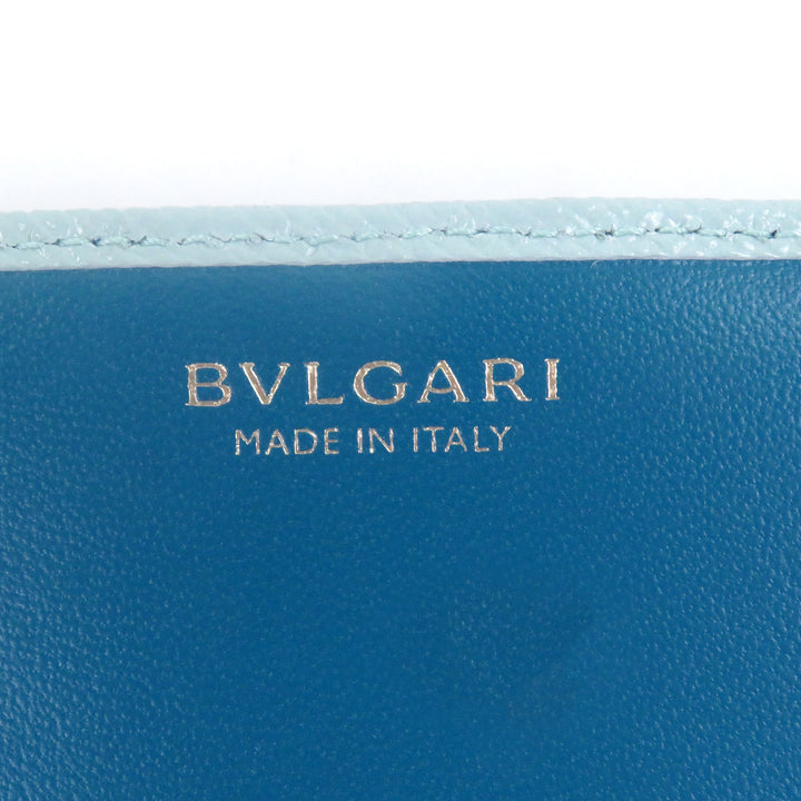 新品同様 BVLGARI 財布 ブルガリブルガリ ラージウォレット ライトブルーゴールド