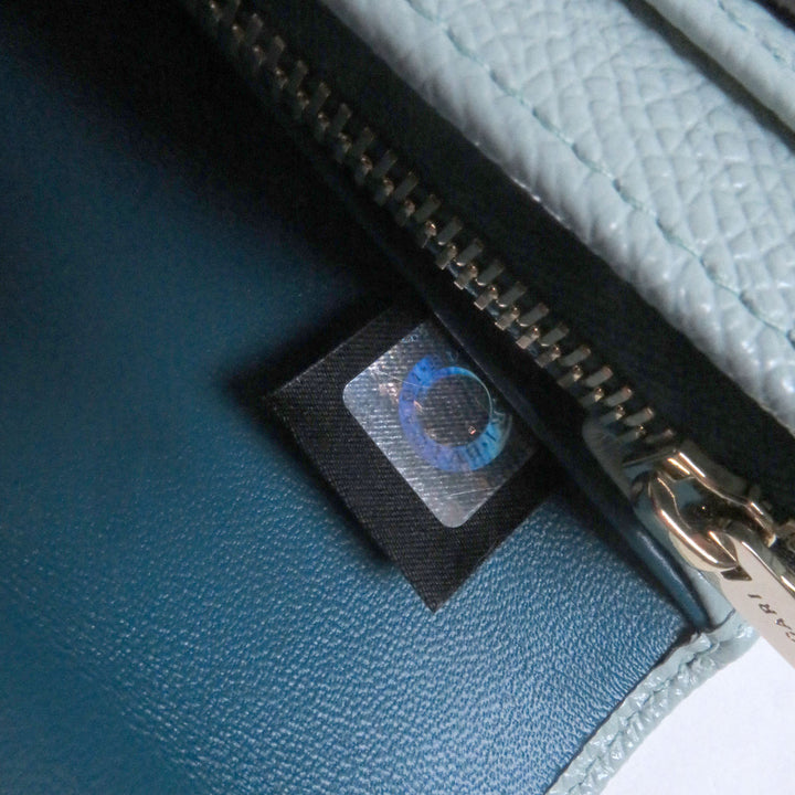新品同様 BVLGARI 財布 ブルガリブルガリ ラージウォレット ライトブルーゴールド