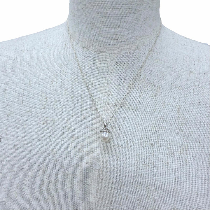 Great TIFFANY&Co. Necklace Heart Clover 1P Freshwater Pearl Silver 925 Women