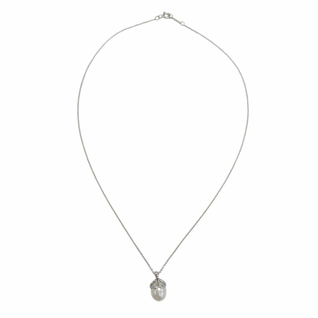 Great TIFFANY&Co. Necklace Heart Clover 1P Freshwater Pearl Silver 925 Women